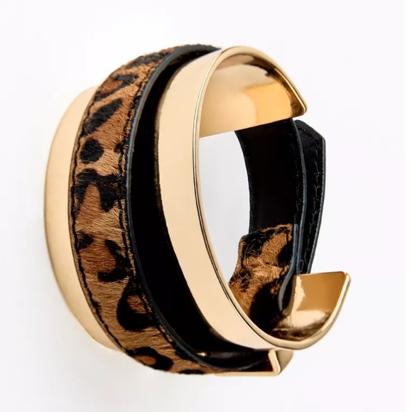 ZARA Gold and Brown Leopard Print Women's Bracelet - Picture 4 of 14